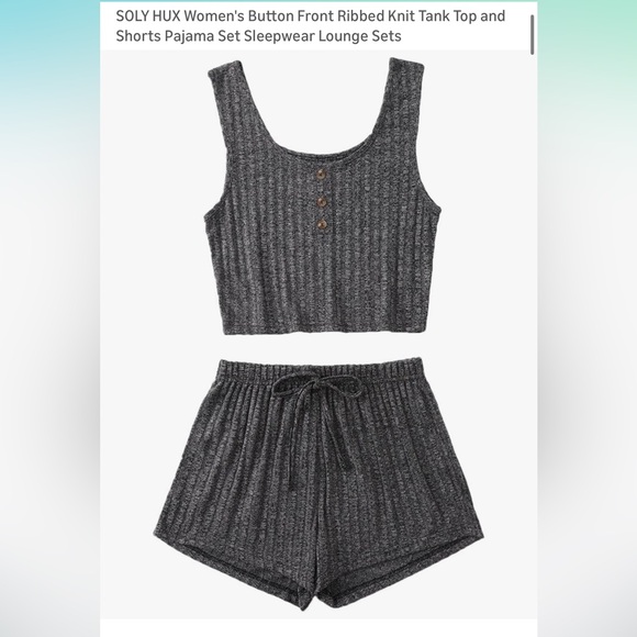 Gray Ribbed Women's Pajama Set - Picture 4 of 4